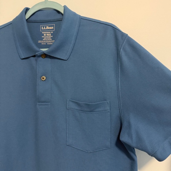 L.L.Bean Men's Premium Double L® Polo, Hemmed Short-Sleeve with Pocket Sz M Reg - Picture 3 of 9